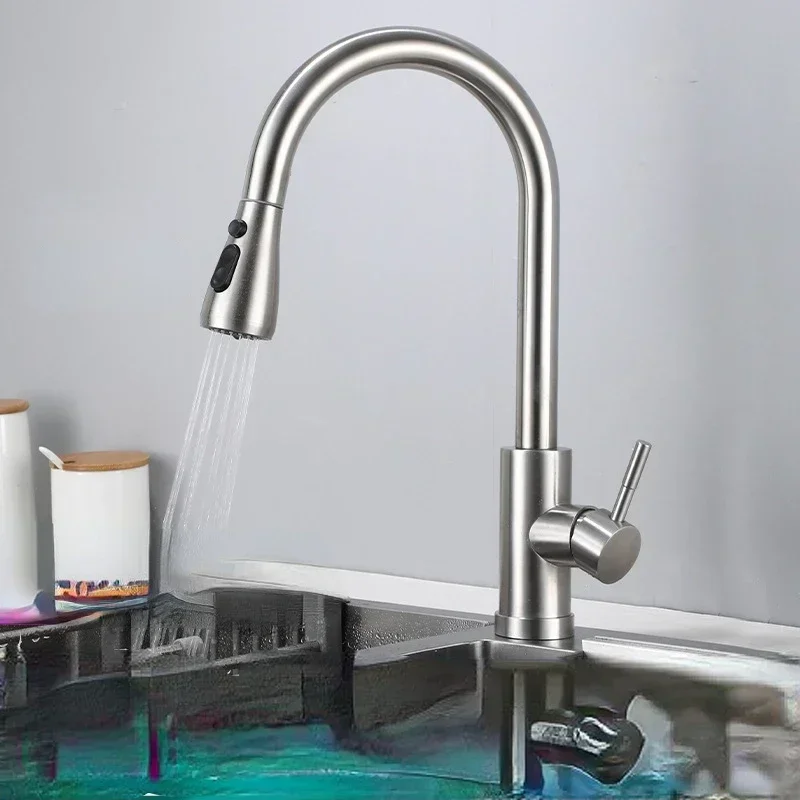 Commercial Kitchen Faucets - Fırçalanmış Nikel Mutfak Bataryası Tek Delikli