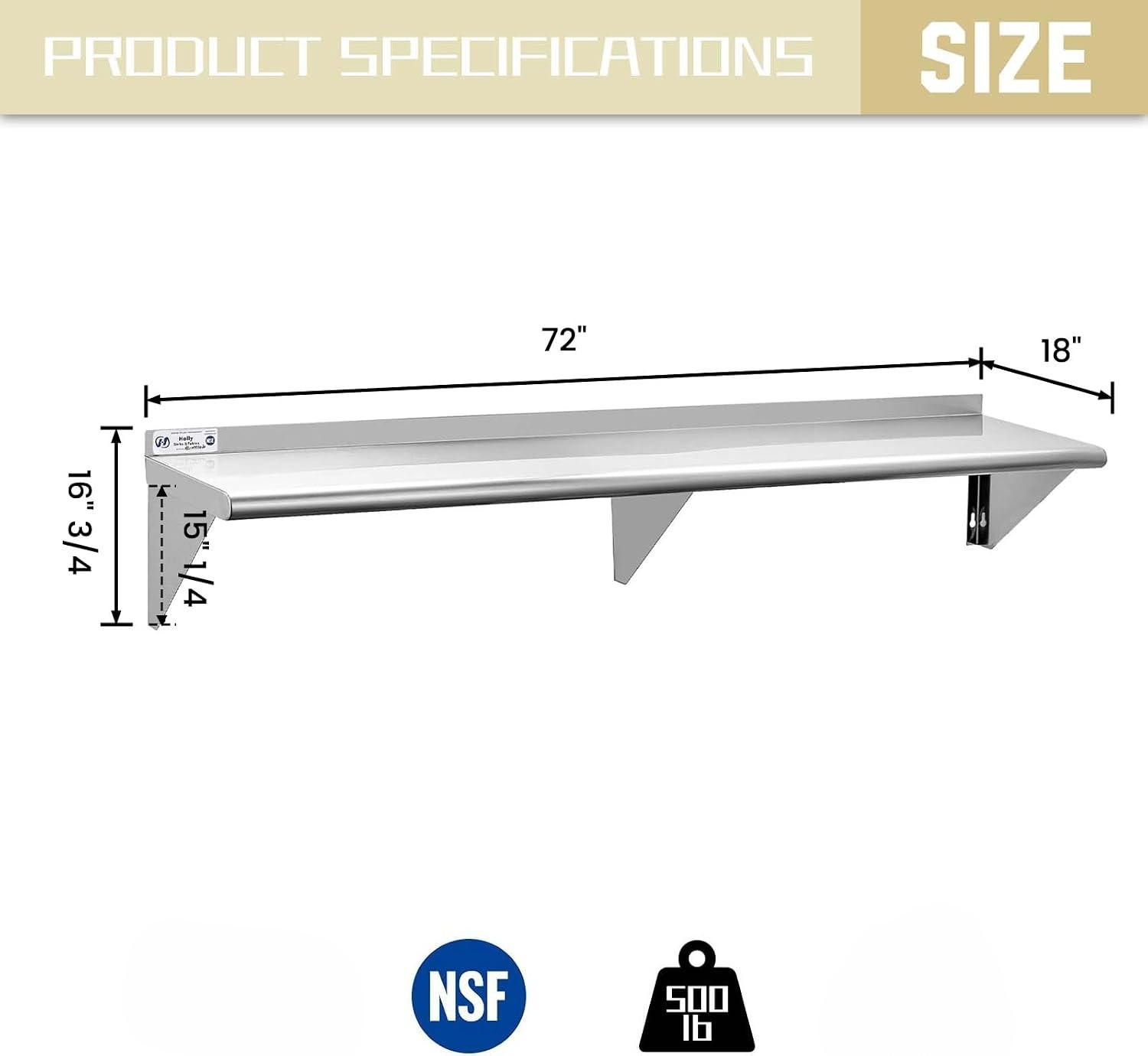 72 inç Genişlik x 18 inç Derin - Wall Shelf Commercial Kitchen incelemesi ve fiyatı