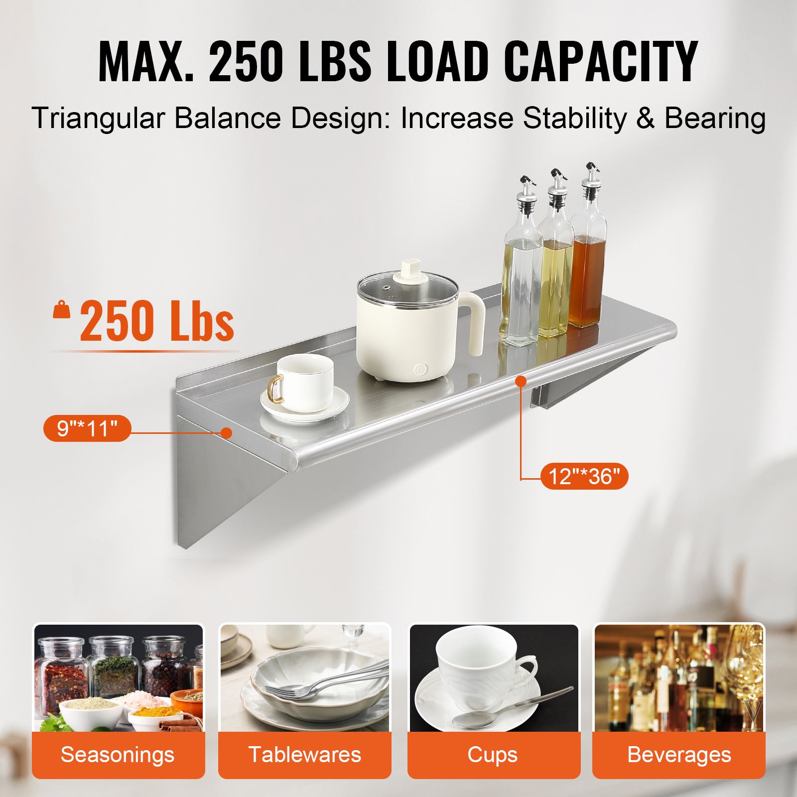 12 inç x 36 inç Paslanmaz Çeli - Wall Shelf Commercial Kitchen incelemesi ve fiyatı